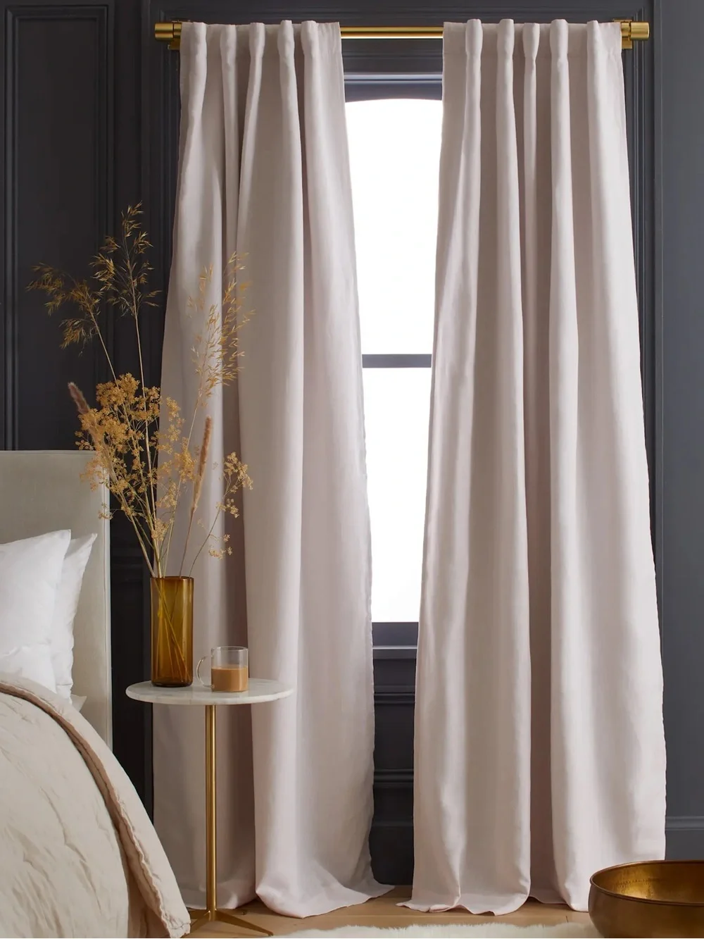 Quince 48x96 European Linen Room Darkening Curtain Vintage Blush Single Panel
